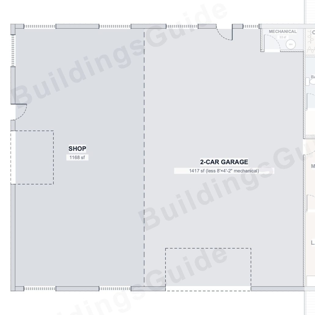 The Forge 50×95 barndominium floor plan detail: the shop