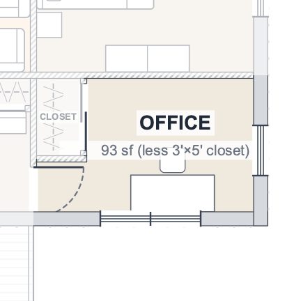 The Glen 40×50 barndominium floor plan detail: the office