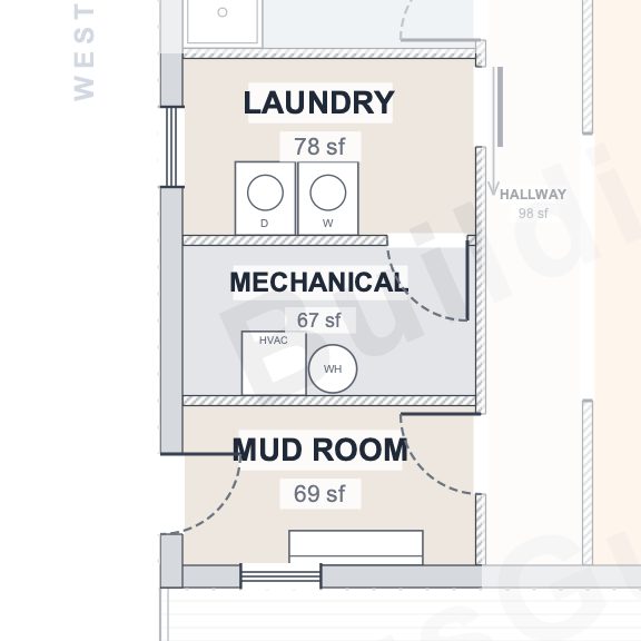 The Glen 40×50 barndominium floor plan detail: work & service