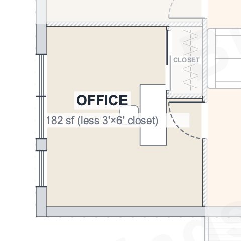 The Grove 50×50 barndominium floor plan detail: the office
