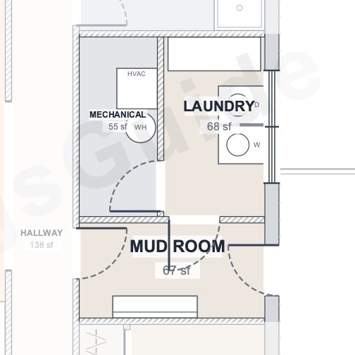The Grove 50×50 barndominium floor plan detail: work & service