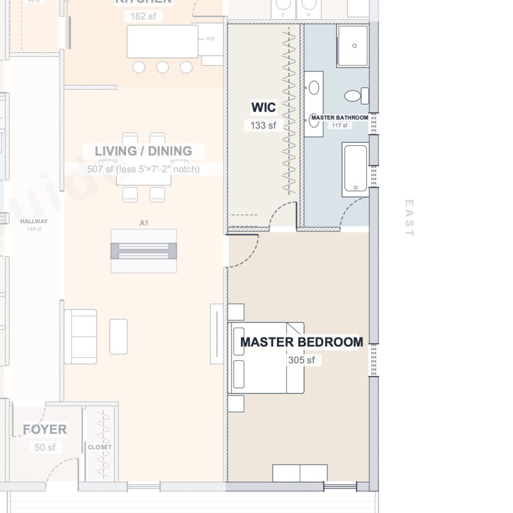 The Hearth 50×80 barndominium floor plan detail: the master suite
