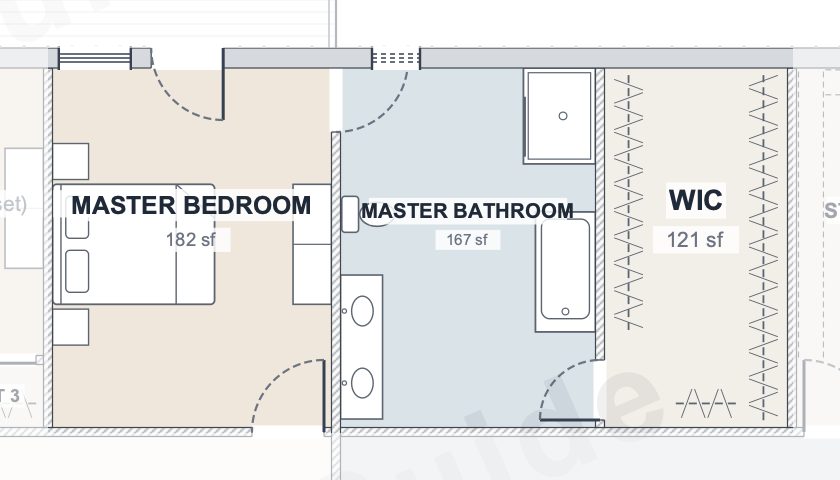 The Meadow 40×60 barndominium floor plan detail: the master suite