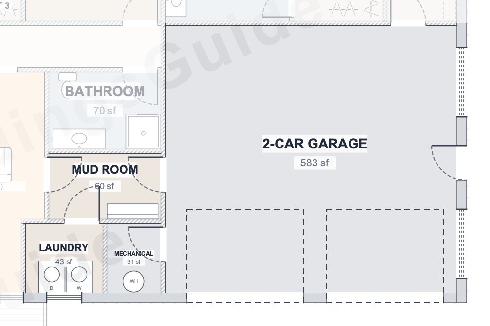 The Meadow 40×60 barndominium floor plan detail: work & service
