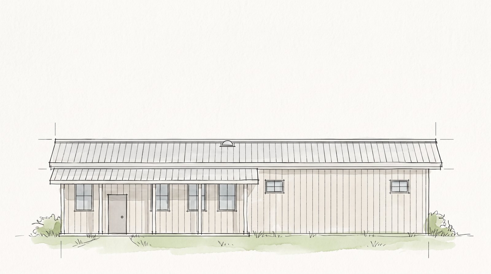 The Mesa 30×60 barndominium hand-drawn front elevation sketch