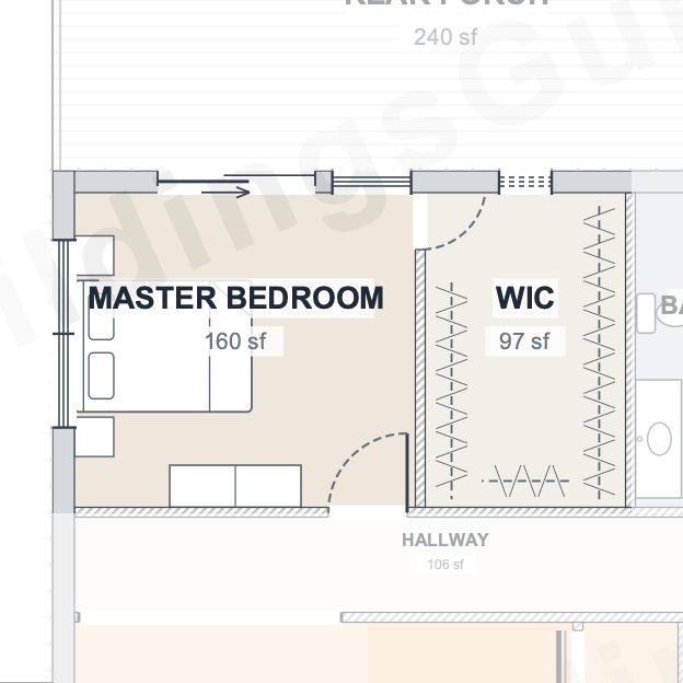 The Mesa 30×60 barndominium floor plan detail: the bedroom