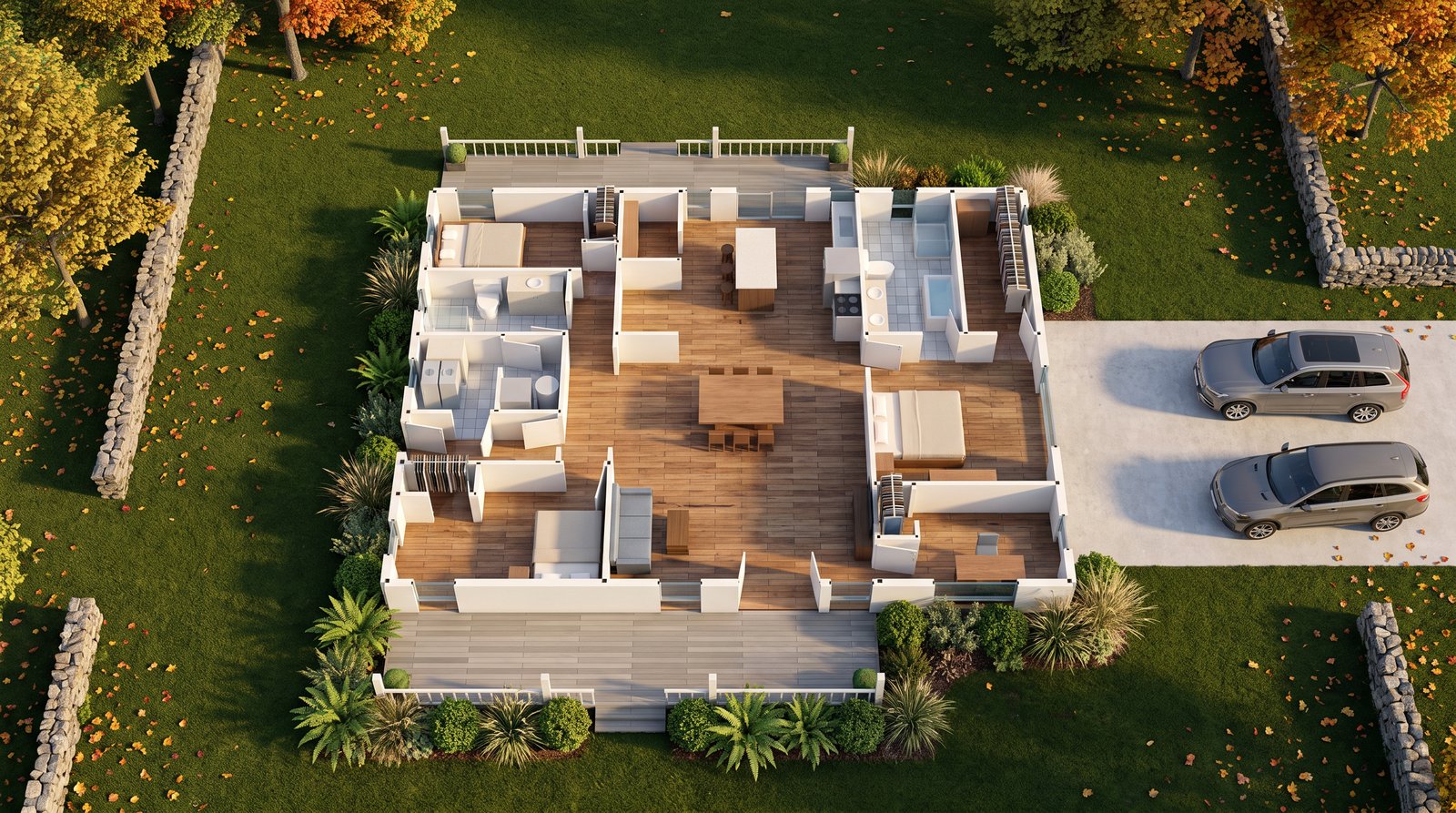 The Orchard 40×50 barndominium 3D dollhouse view of the furnished floor plan