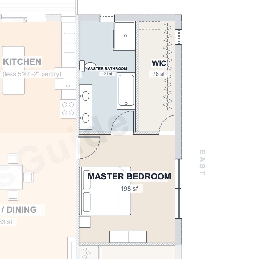 The Orchard 40×50 barndominium floor plan detail: the master suite