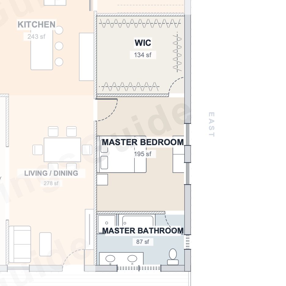 The Slate 40×40 barndominium floor plan detail: the master suite