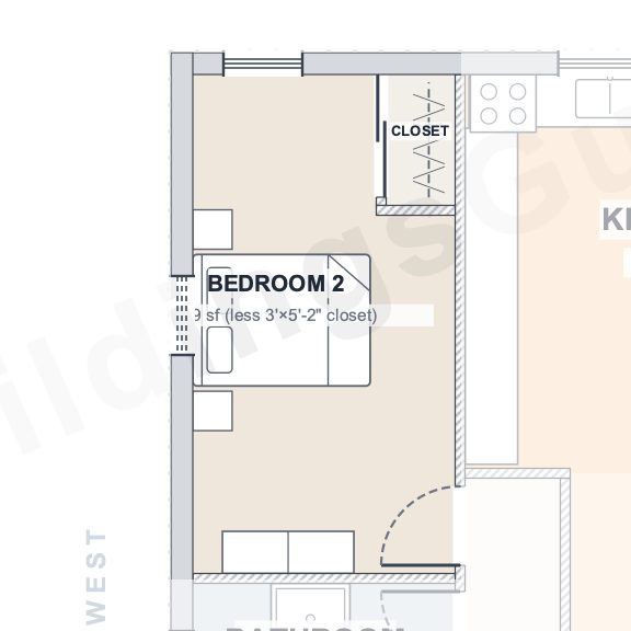The Slate 40×40 barndominium floor plan detail: the second bedroom
